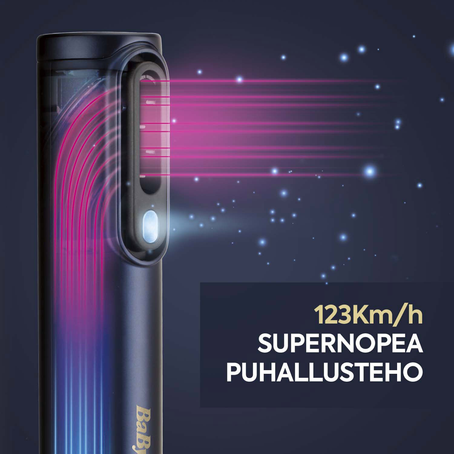 123 km/h Supernopea puhallusteho 